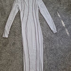 Fashion Nova Mesh Maxi Dress Exposed Seam Kim K inspired